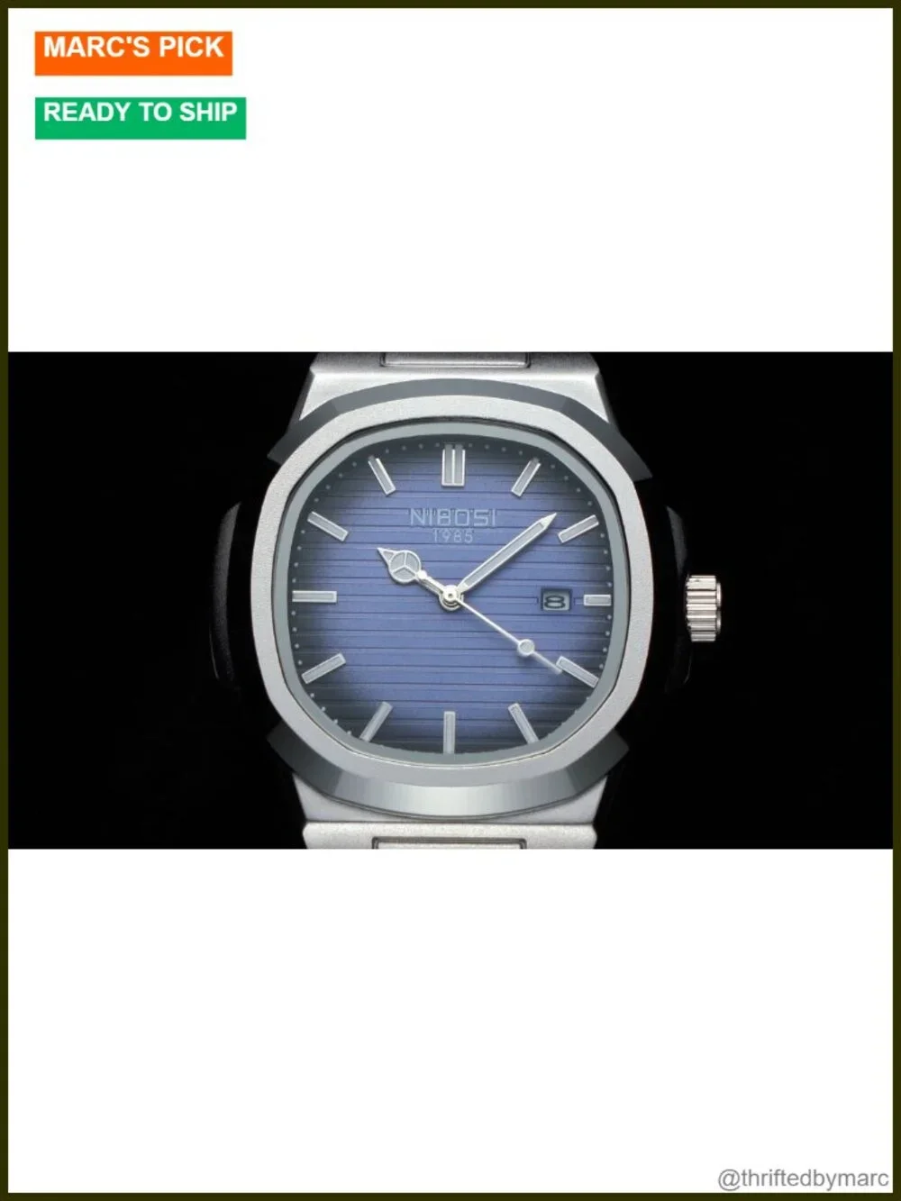 Men's Stainless Steel Military Quartz Wrist Watch with Date